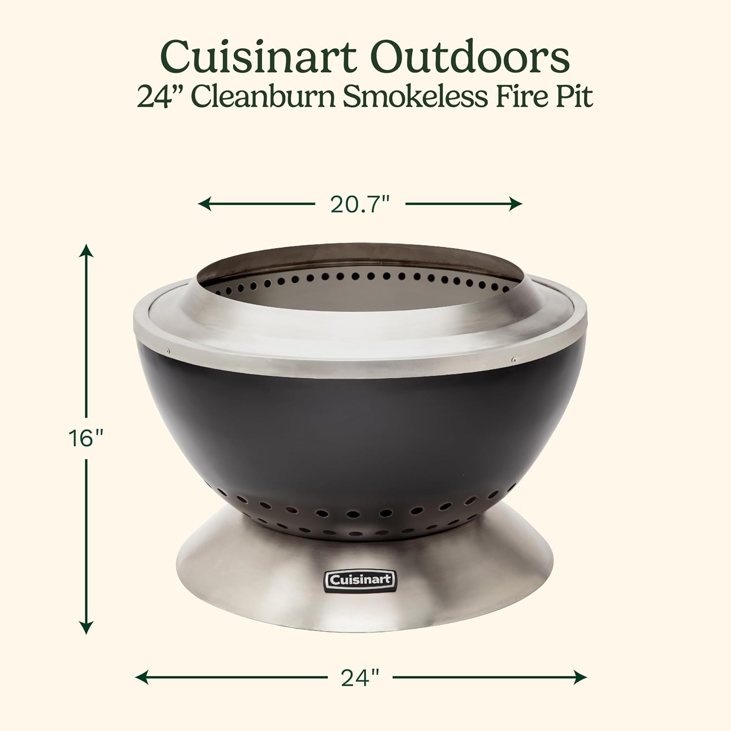 Cuisinart 24” Cleanburn Smokeless Fire Pit with Removable Base for Ash